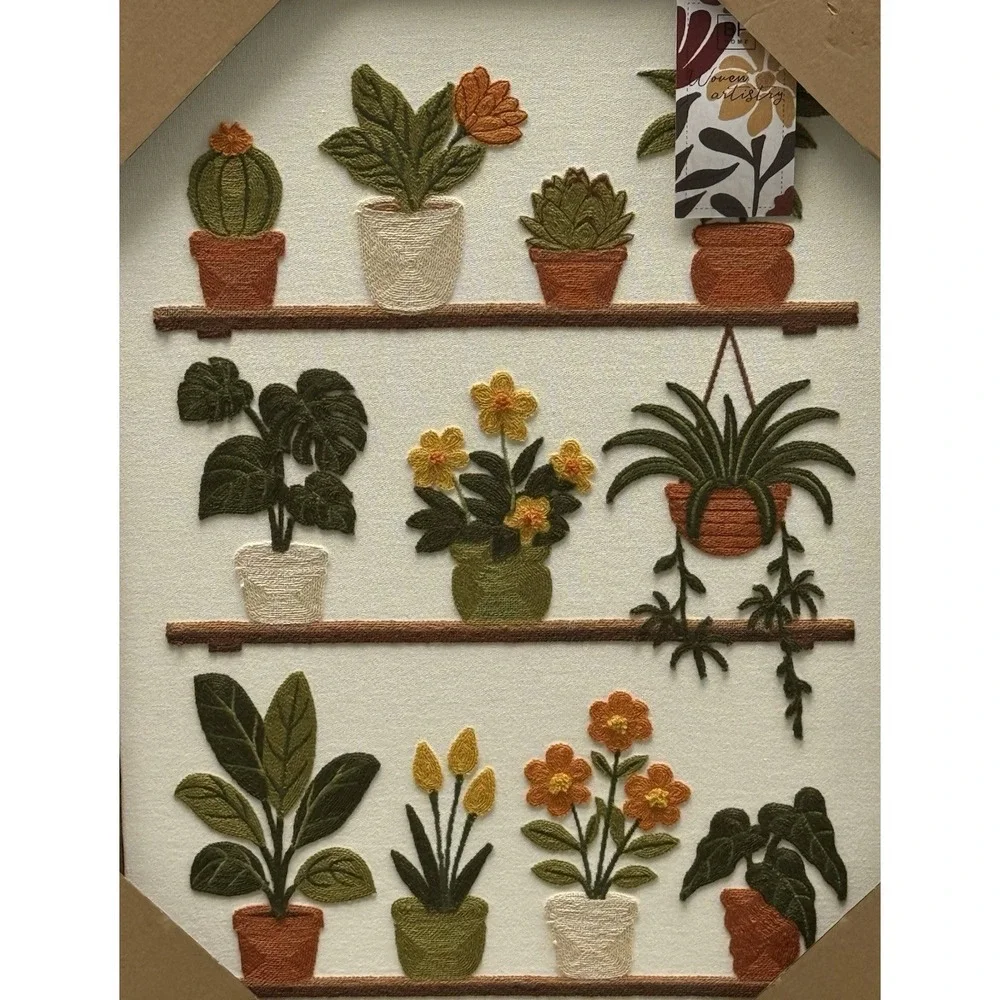 New BP Home Textile Embroidery Woven Wall Art Houseplant on shelf Decor 18